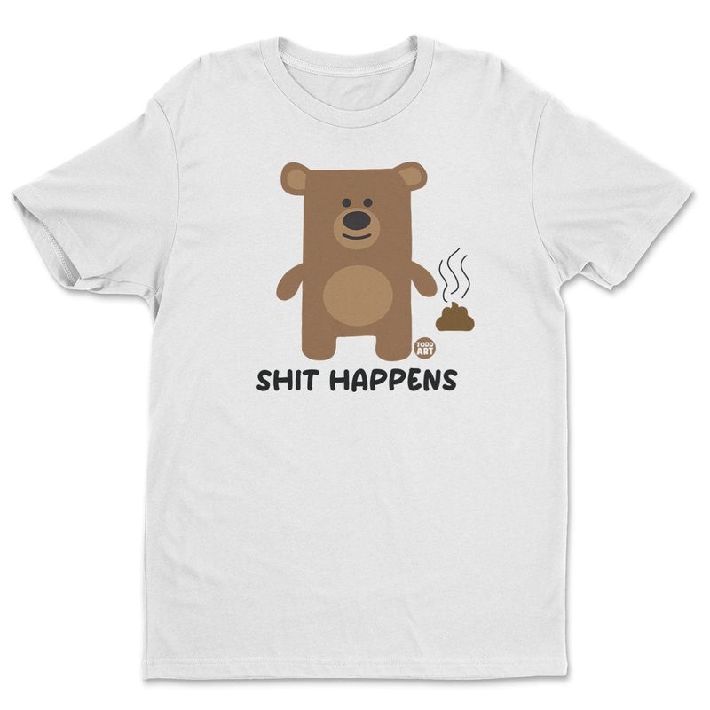 Shit Happens Don't Care Bear T-shirt i vit