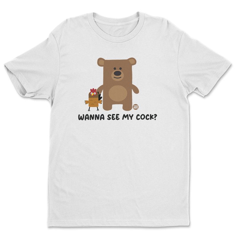 Wanna See My Cock Don't Care Bear T-shirt i vit