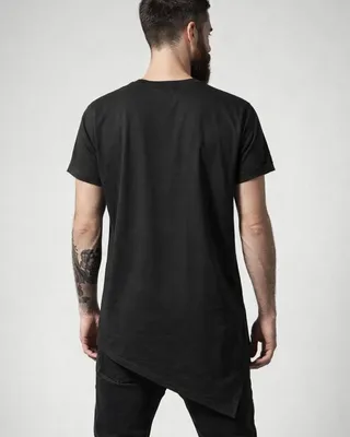 Lång t-shirt herr asymetrisk