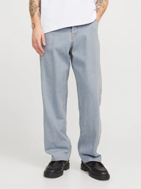 Ljusblå baggy fit jeans med twillväv-struktur - ALEX
