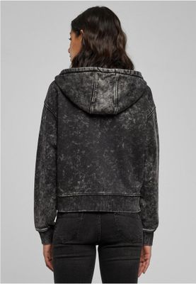 Ladies Short Oversized Towel Washed Zip Hoody