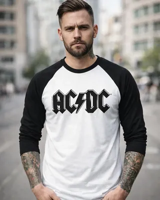 AC/DC Black Logo Retro Baseball Long Sleeve Tee