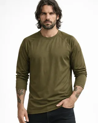 Longsleeve herr i olivgrönt – Brandit