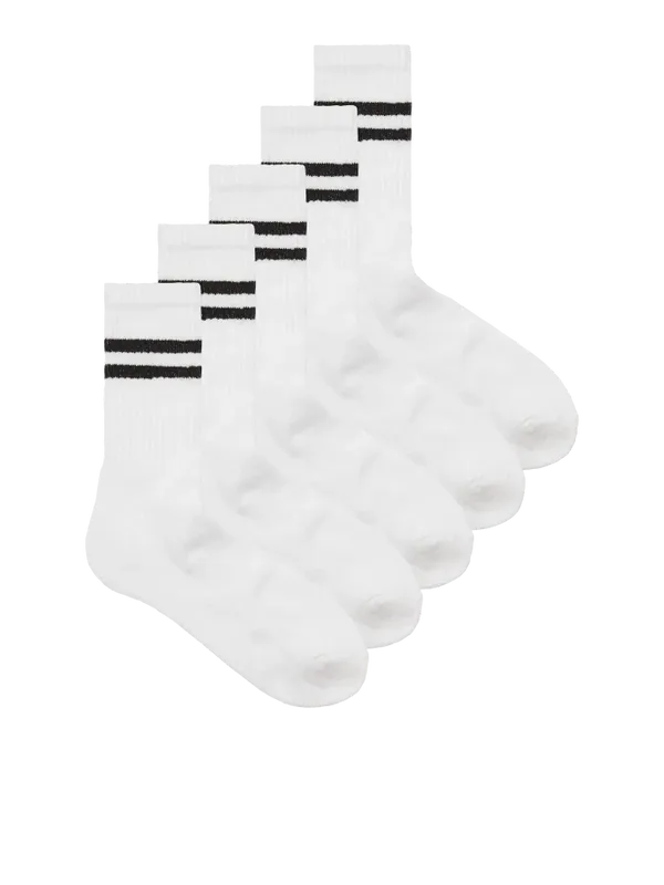 Vita tennisstrumpor med rand - 5-pack