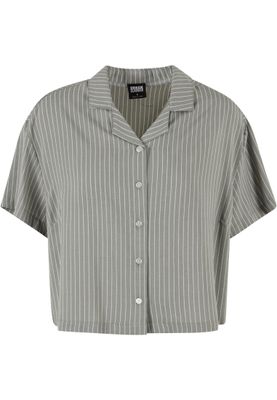 Skjorta för dam med vita ränder– paleolive/white