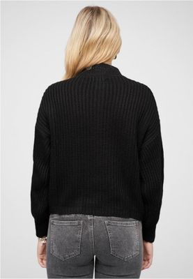 Pullover with stand-up collar and V-neckline