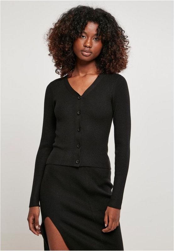 Ladies Short Rib Knit Cardigan