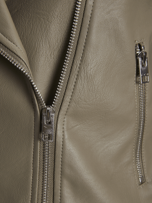Women's Full Zip Faux Leather Biker Jacket