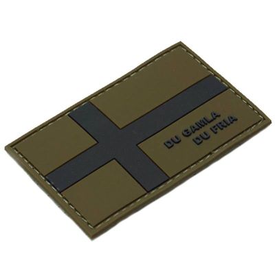 Swedish Flag "Du Gamla Du Fria" PVC Patch - Olive