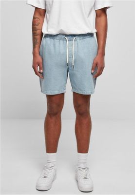 Denim shorts with cuffs at the waist - light blue