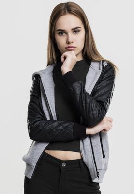 Grå Diamond zip hoodie med läderdetaljer
