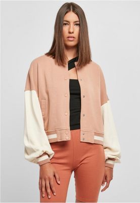 Oversized Two-Tone College Terry Jacket for Women