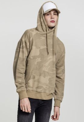 Camo-hættetrøje med høj hals