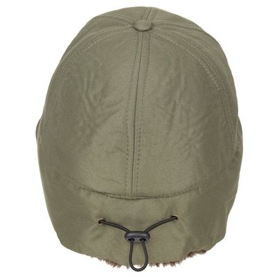 Winter cap with fur and ear flaps - olive green