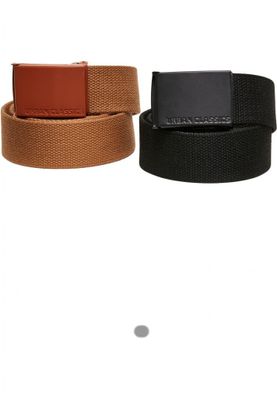 Colored Buckle Canvas Belt 2-Pack