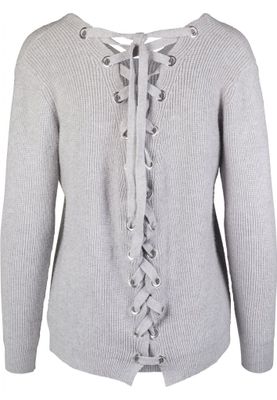 V-neck sweater with lace in the back lady