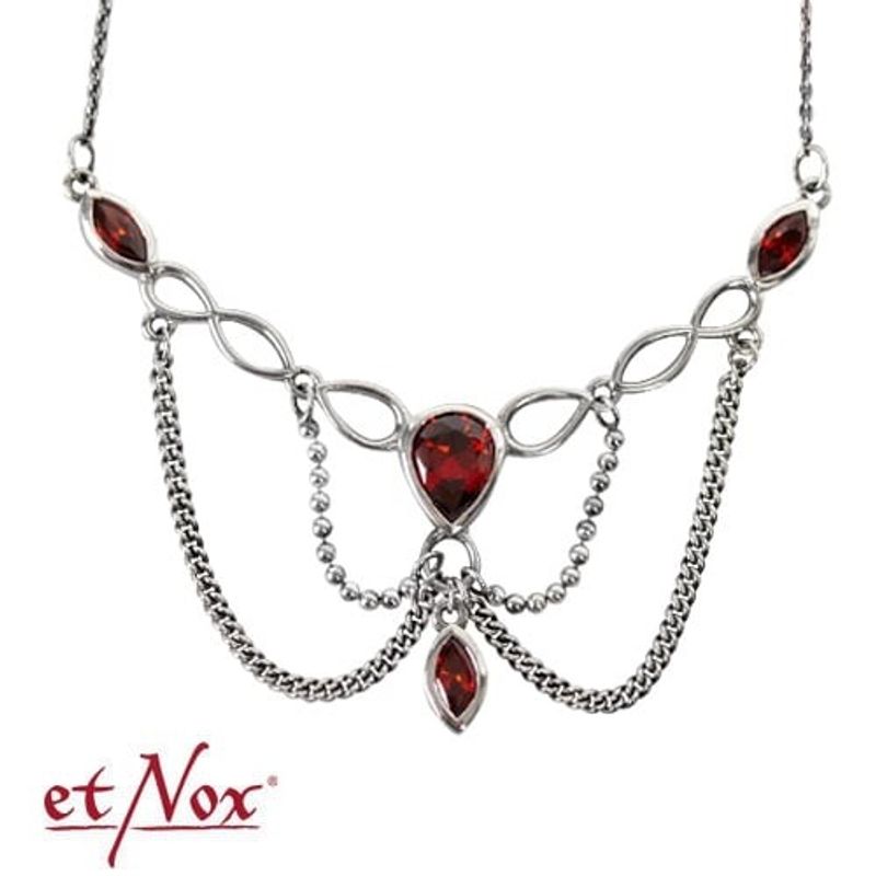 Gothic necklace with red Zirconia