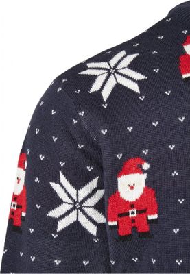 Blue fine knitted Christmas sweater men