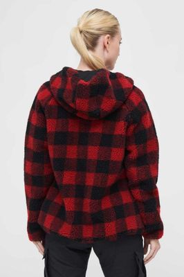 Lumberjacket teddyfleece black/red - Ladies