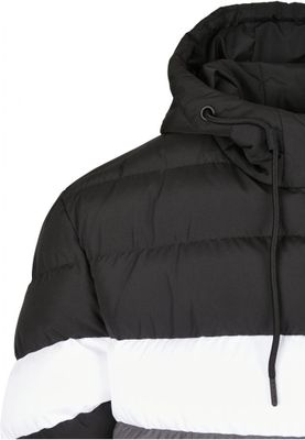 Three-colored padded men's jacket with hood
