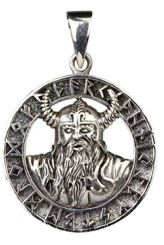 Viking with runes - 925 sterling silver pendant