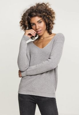 V-neck sweater with lace in the back lady