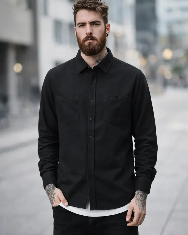 Flanellskjorta Svart