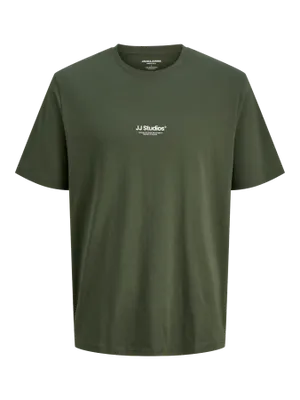 Mörkgrön T-shirt med liten logga – Jack & Jones Plus Size