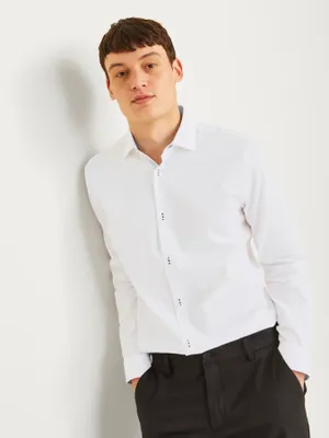Slim fit skjorta med dobby-mönster