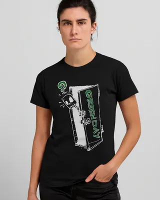 Green Day Skeleton Door T-shirt dam i svart