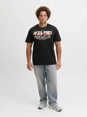 Svart T-shirt med logotryck herr plus size – Jack & Jones