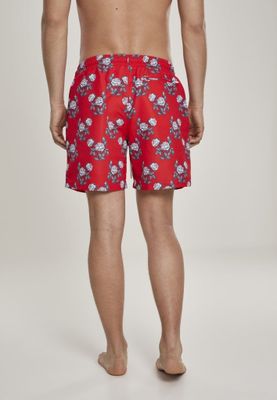 Røde badeshorts med roser