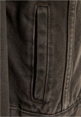Light Oversized Short Denim Jacket with Metal Buttons