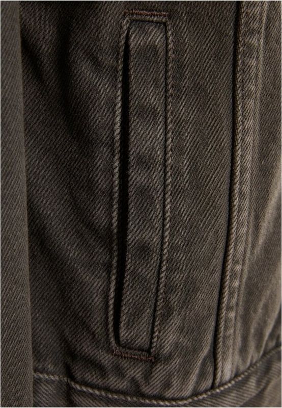 Light Oversized Short Denim Jacket with Metal Buttons