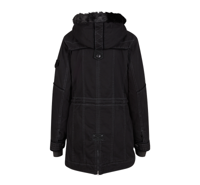 Women Emma Vinterjacka med fuskpäls huva – svart