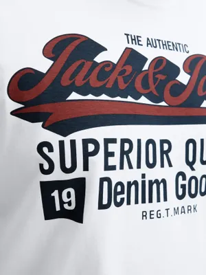 Vit T-shirt med tryck herr plus size – Jack & Jones