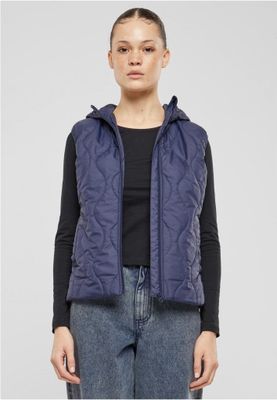 Women's lightweight quilted vest with hood