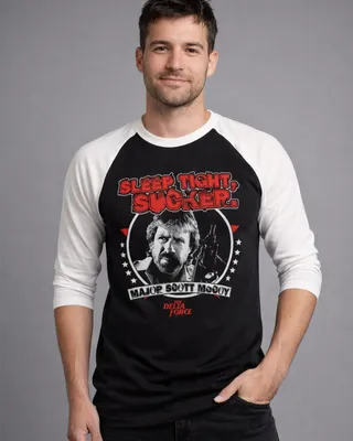 The Delta Force Chuck Norris Sleep Tight, Sucker Baseball 3/4 Sleeve T-shirt – whiteblack