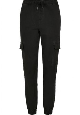 Ladies Knitted Denim High Waist Cargo Pants