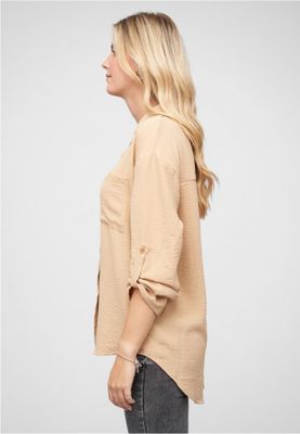 Beige Oversized Blouse with Buttons