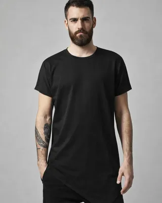 Lång t-shirt herr asymetrisk