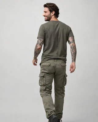 Stylish Slim Fit Cargo Pants för herr - olive