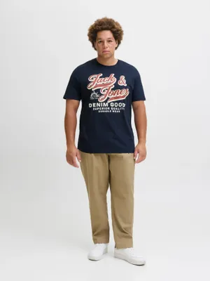 Mörkblå T-shirt med tryck herr plus size – Jack & Jones
