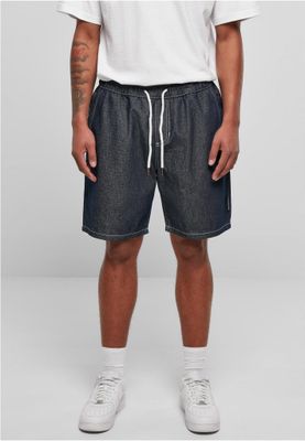 Denim shorts with cuffs at the waist - dark blue
