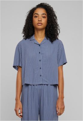 Kortärmad skjorta för dam– vintagebluepinstripe