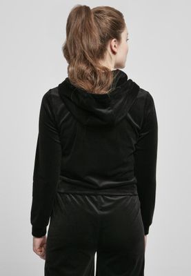 Ladies Short Velvet Zip Hoody