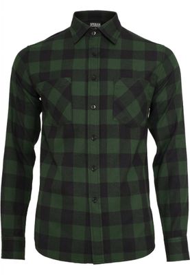 Flanelskjorte Ternet Sort/Mørkegrøn