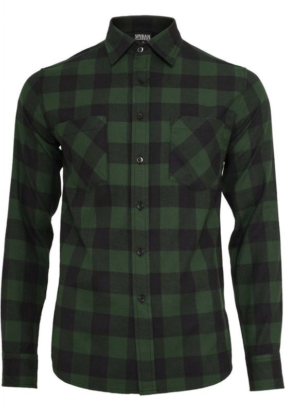 Flanelskjorte Ternet Sort/Mørkegrøn
