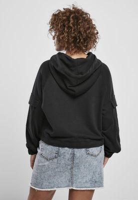 Short hoodie with arm pocket lady