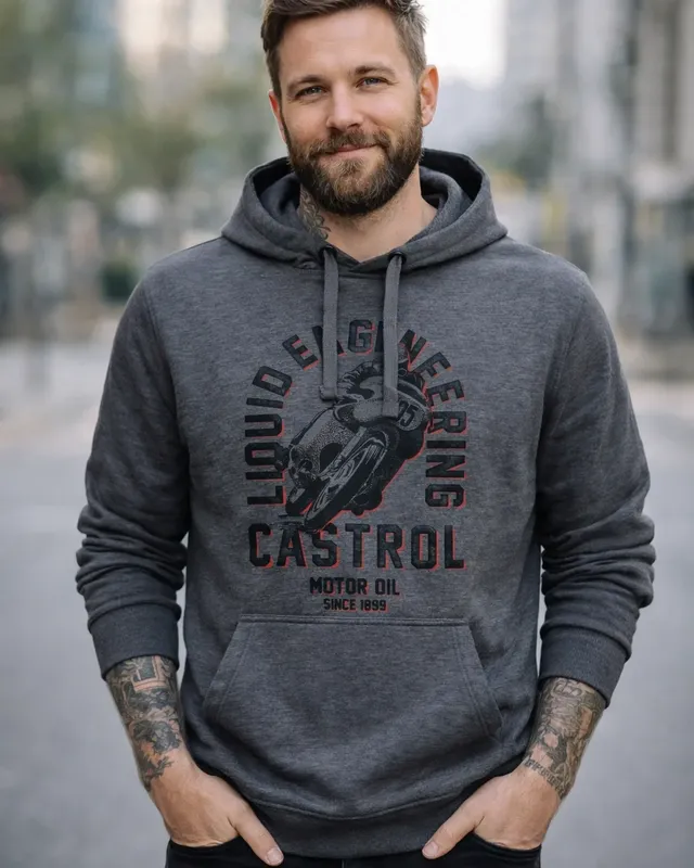 Castrol Bike 1899 Graphic Epic Huvtröja i mörkgrå